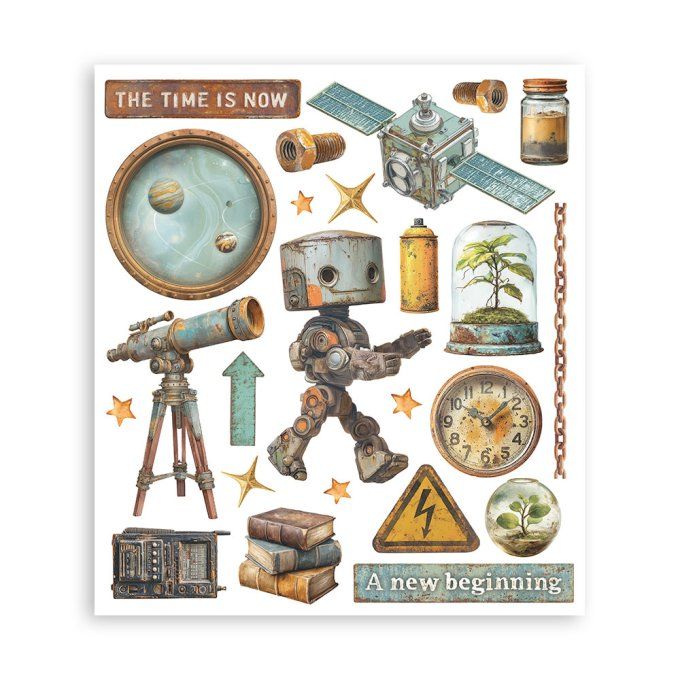 Stamperia, 6 Planches de rub-on format 20.5x23cm : A new Beginning