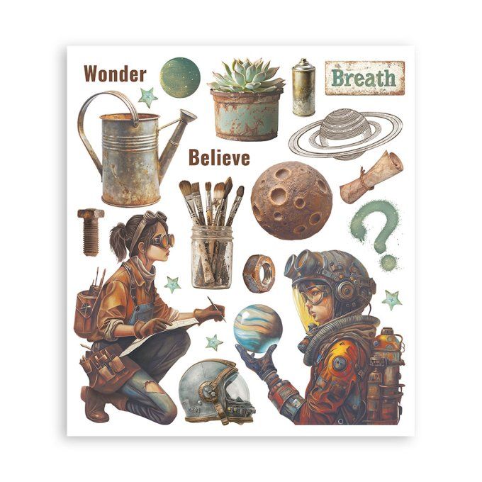 Stamperia, 6 Planches de rub-on format 20.5x23cm : A new Beginning