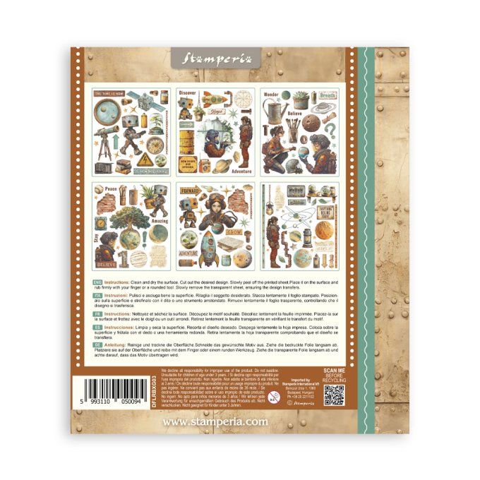 Stamperia, 6 Planches de rub-on format 20.5x23cm : A new Beginning