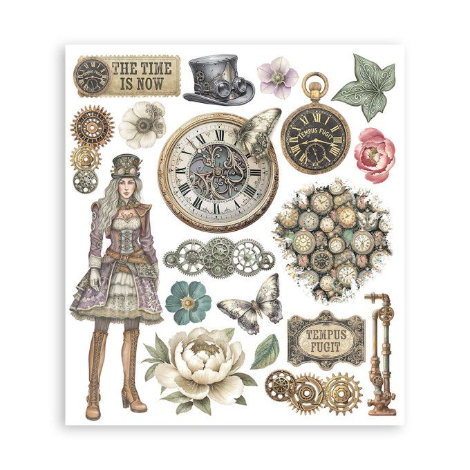 Stamperia, 6 Planches de rub-on format 20.5x23cm : Gardens of time