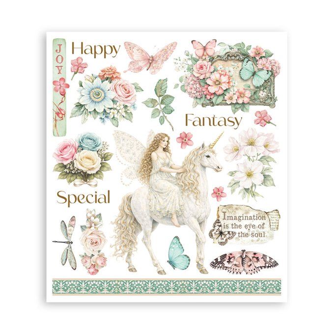 Stamperia, 6 Planches de rub-on format 20.5x23cm : Wonderland