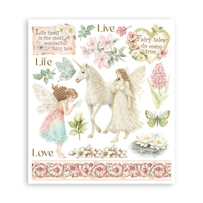 Stamperia, 6 Planches de rub-on format 20.5x23cm : Wonderland
