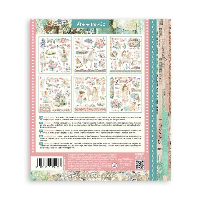 Stamperia, 6 Planches de rub-on format 20.5x23cm : Wonderland