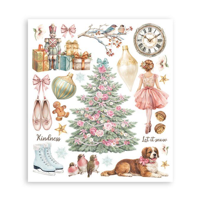 Stamperia, 6 Planches de rub-on format 20.5x23cm : Winter magic