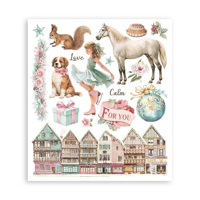 Stamperia, 6 Planches de rub-on format 20.5x23cm : Winter magic