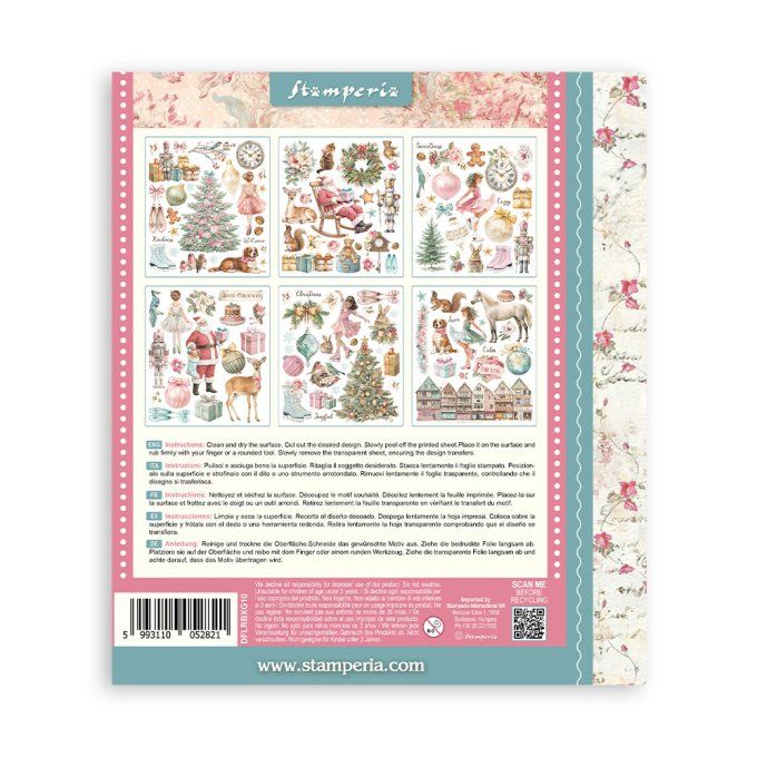 Stamperia, 6 Planches de rub-on format 20.5x23cm : Winter magic