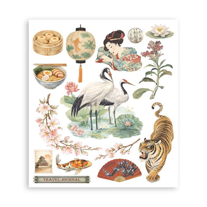 Stamperia, 6 Planches de rub-on format 20.5x23cm : Oriental Garden