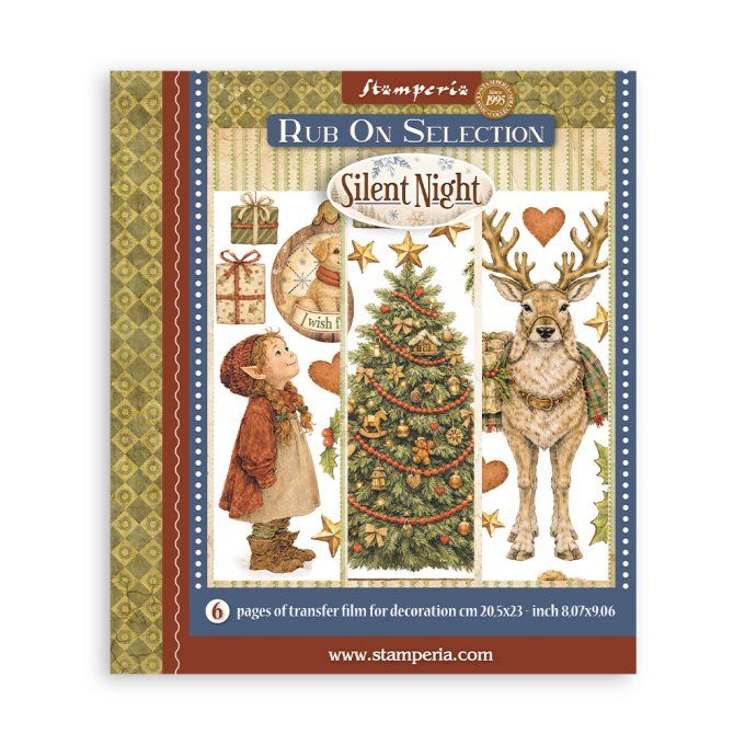 Stamperia, 6 Planches de rub-on format 20.5x23cm : Silent night