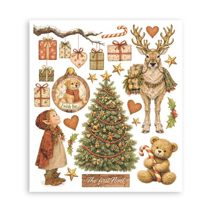Stamperia, 6 Planches de rub-on format 20.5x23cm : Silent night