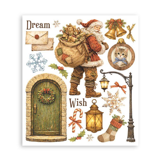 Stamperia, 6 Planches de rub-on format 20.5x23cm : Silent night