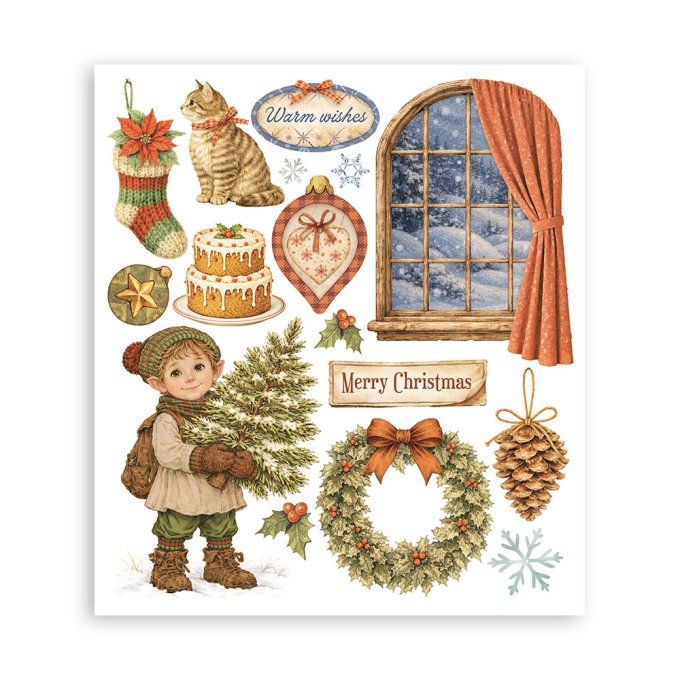 Stamperia, 6 Planches de rub-on format 20.5x23cm : Silent night