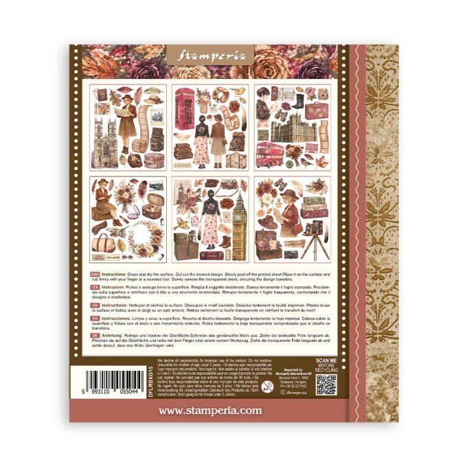Stamperia, 6 Planches de rub-on format 20.5x23cm : our way