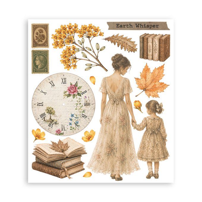 Stamperia, 6 Planches de rub-on format 20.5x23cm : Flowers and Poems