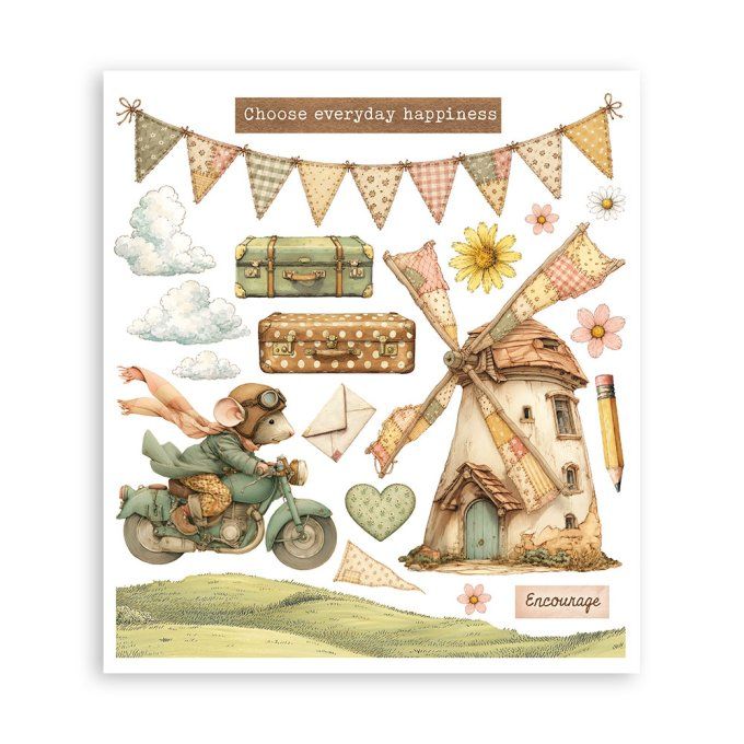 Stamperia, 6 Planches de rub-on format 20.5x23cm : Cozy family