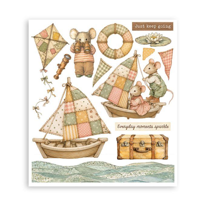 Stamperia, 6 Planches de rub-on format 20.5x23cm : Cozy family