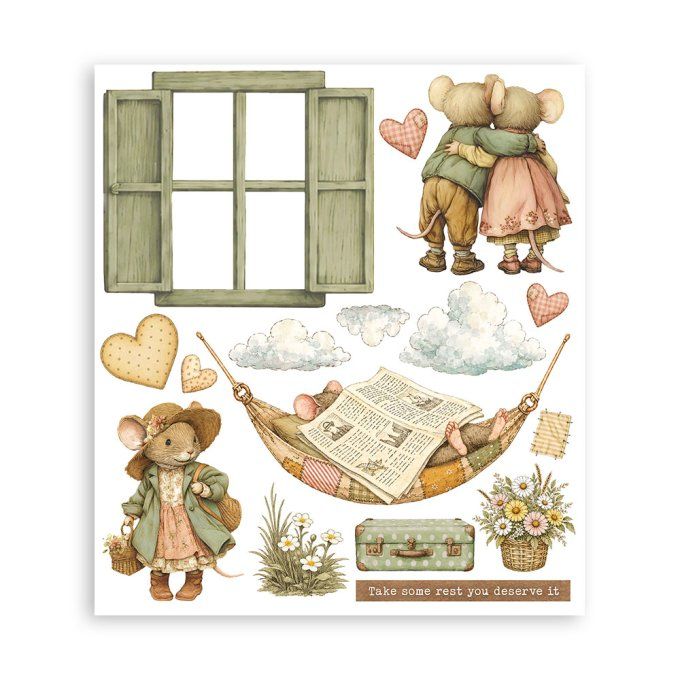 Stamperia, 6 Planches de rub-on format 20.5x23cm : Cozy family