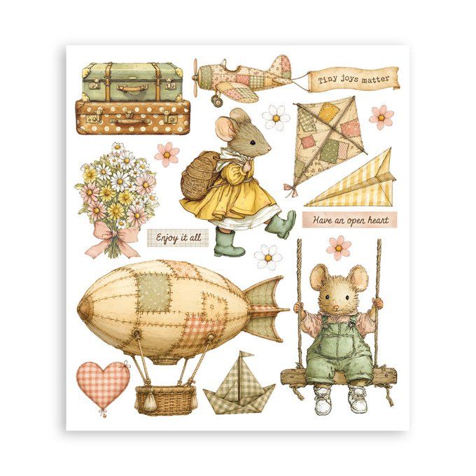Stamperia, 6 Planches de rub-on format 20.5x23cm : Cozy family