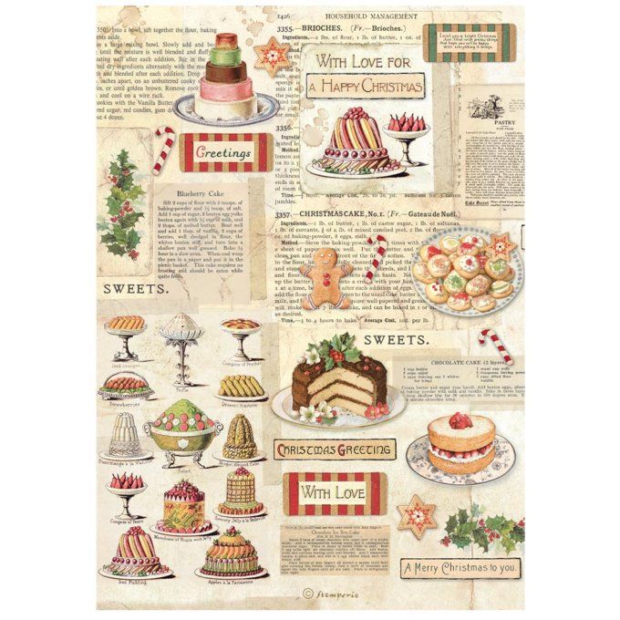 Feuille de riz, Stampéria, Format A4 - Classic christmas