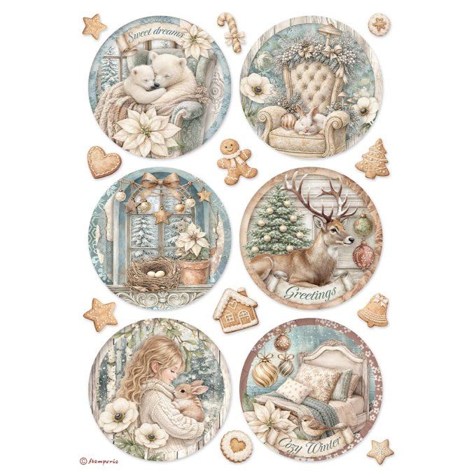 Feuille de riz, Stampéria, Format A4 - White christmas