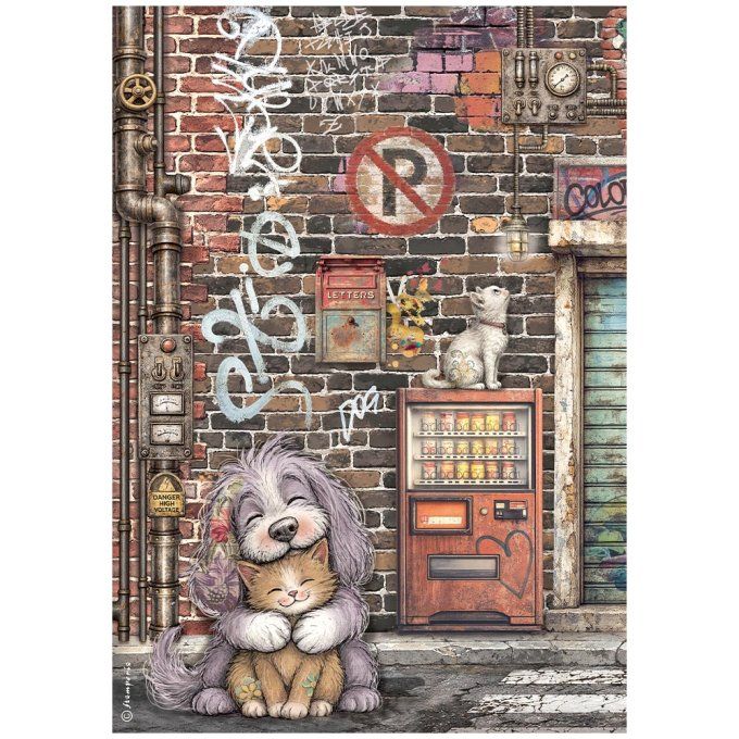 6 Feuilles de riz, Stampéria, Format A4 - Furry friends 2