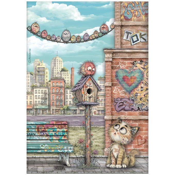 6 Feuilles de riz, Stampéria, Format A4 - Furry friends 2