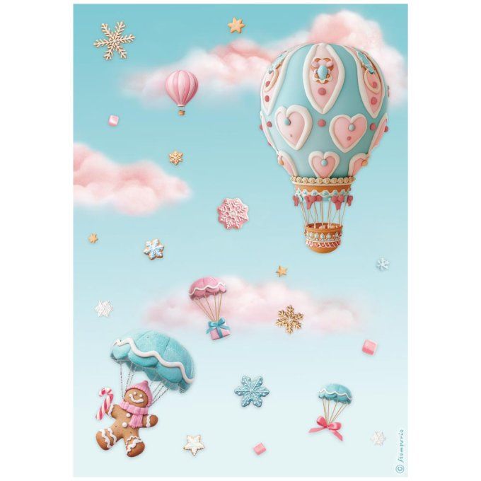 6 Feuilles de riz, Stampéria, Format A4 - candy christmas