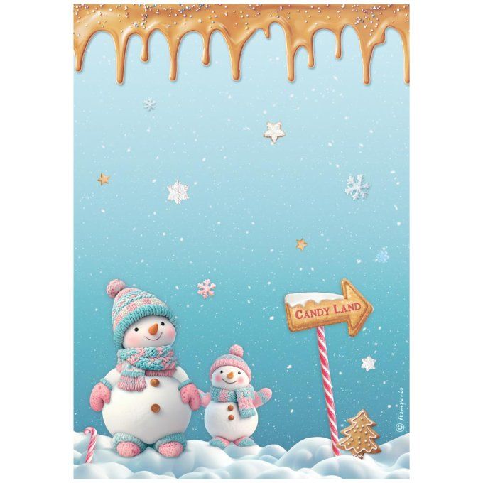 6 Feuilles de riz, Stampéria, Format A4 - candy christmas