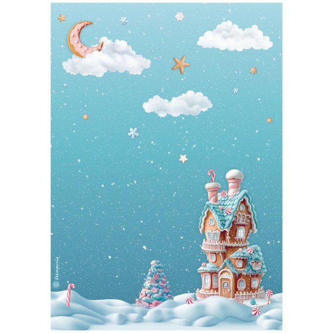 6 Feuilles de riz, Stampéria, Format A4 - candy christmas