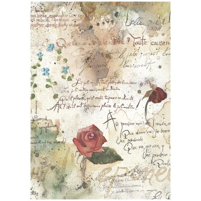 6 Feuilles de riz, Stampéria, Format A4 - Flowers and Poems