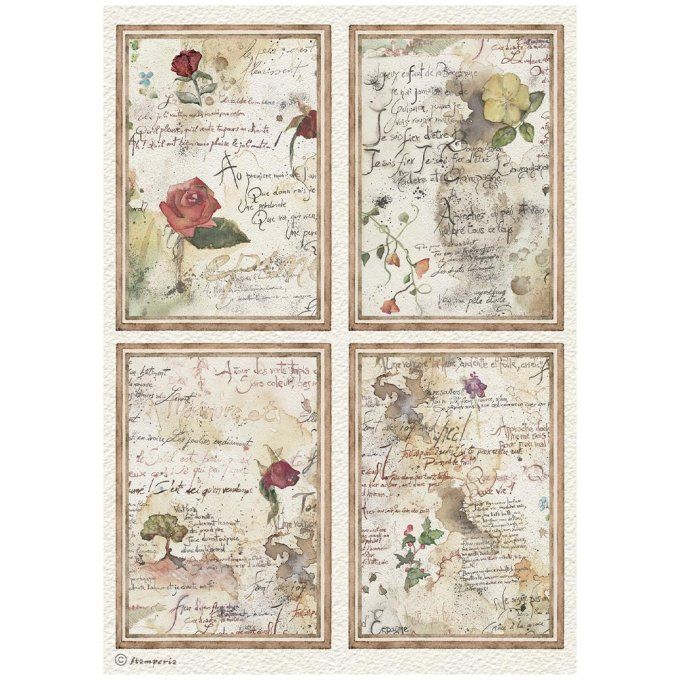 6 Feuilles de riz, Stampéria, Format A4 - Flowers and Poems