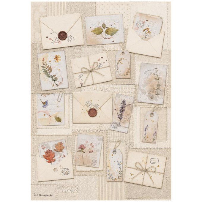 6 Feuilles de riz, Stampéria, Format A4 - Flowers and Poems
