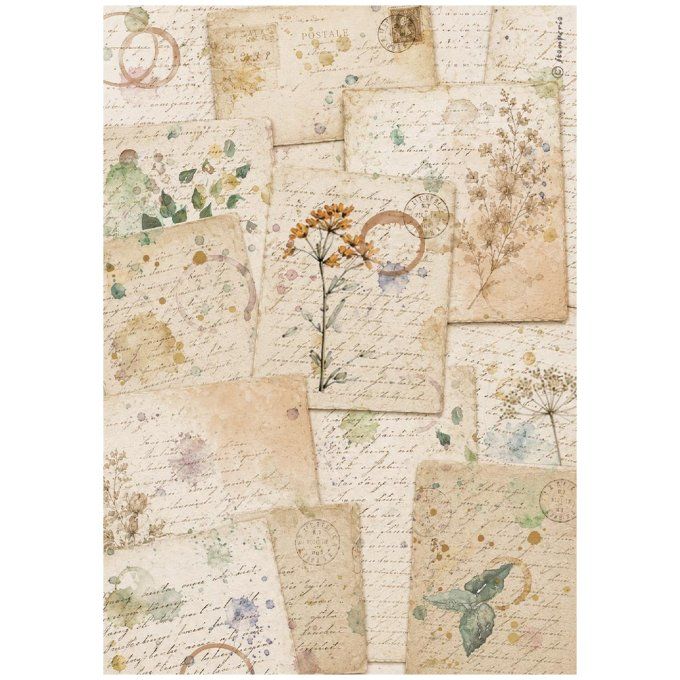 6 Feuilles de riz, Stampéria, Format A4 - Flowers and Poems