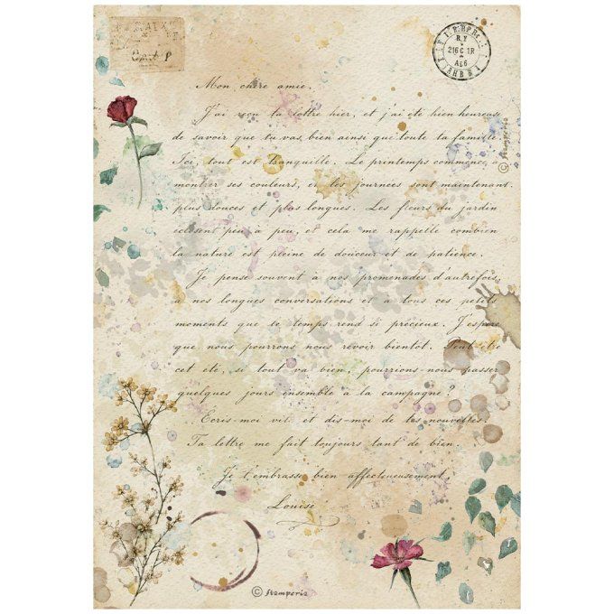 6 Feuilles de riz, Stampéria, Format A4 - Flowers and Poems