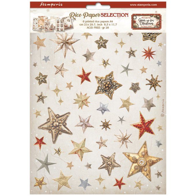 6 Feuilles de riz, Stampéria, Format A4 - Gear up for the christmas