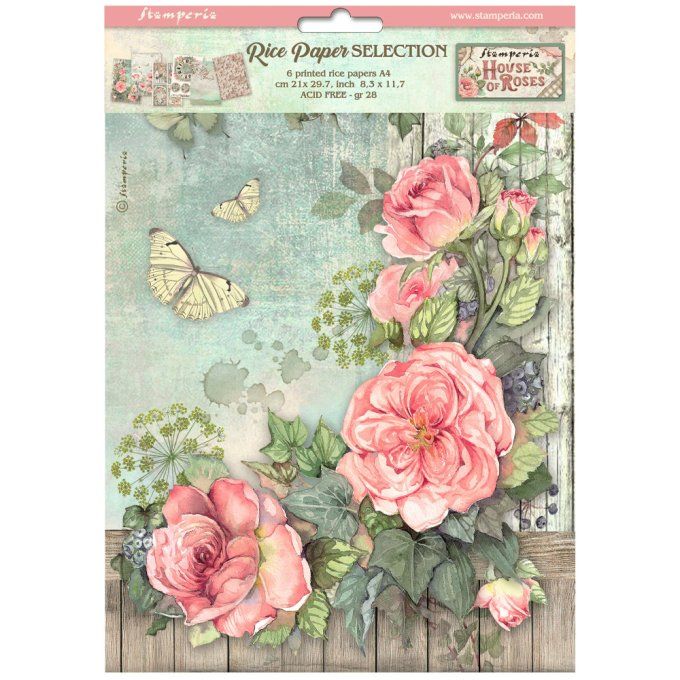 6 Feuilles de riz, Stampéria, Format A4 - House of roses