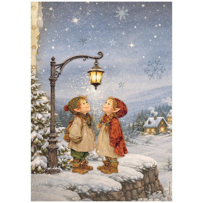 6 Feuilles de riz, Stampéria, Format A4 - Silent night
