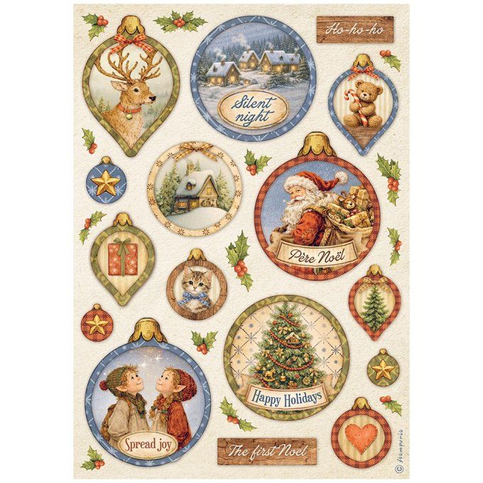 6 Feuilles de riz, Stampéria, Format A4 - Silent night
