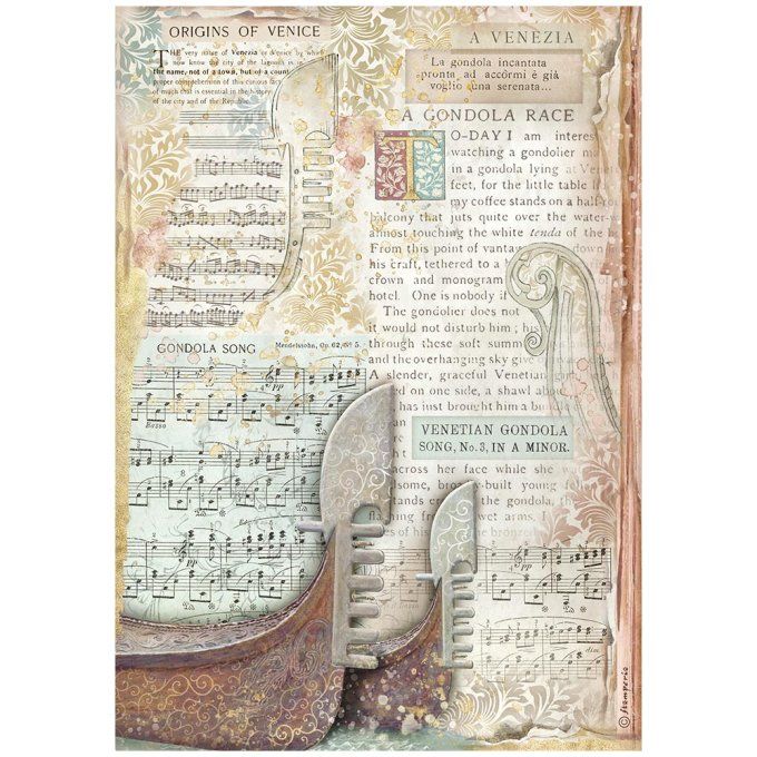 6 Feuilles de riz, Stampéria, Format A4 - Venice city of art