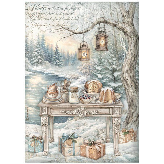 6 Feuilles de riz, Stampéria, Format A4 - White christmas