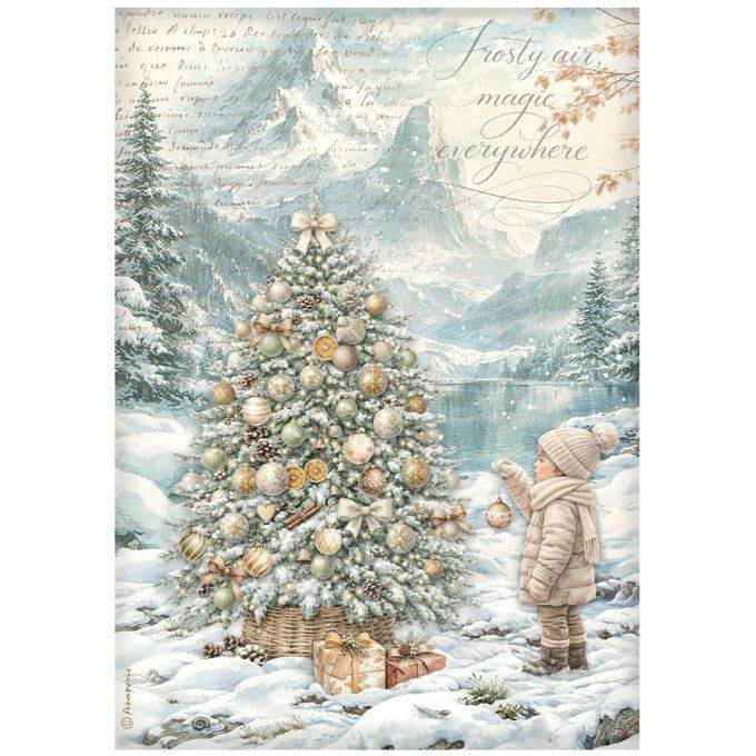 6 Feuilles de riz, Stampéria, Format A4 - White christmas