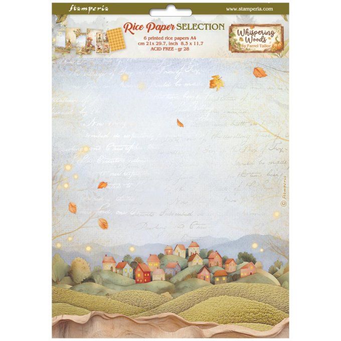 6 Feuilles de riz, Stampéria, Format A4 - Whispering woods