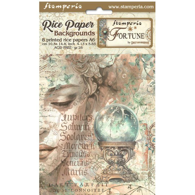 8 Feuilles de riz, Stampéria, Format A6 (10.5x14.8cm) - Fortune