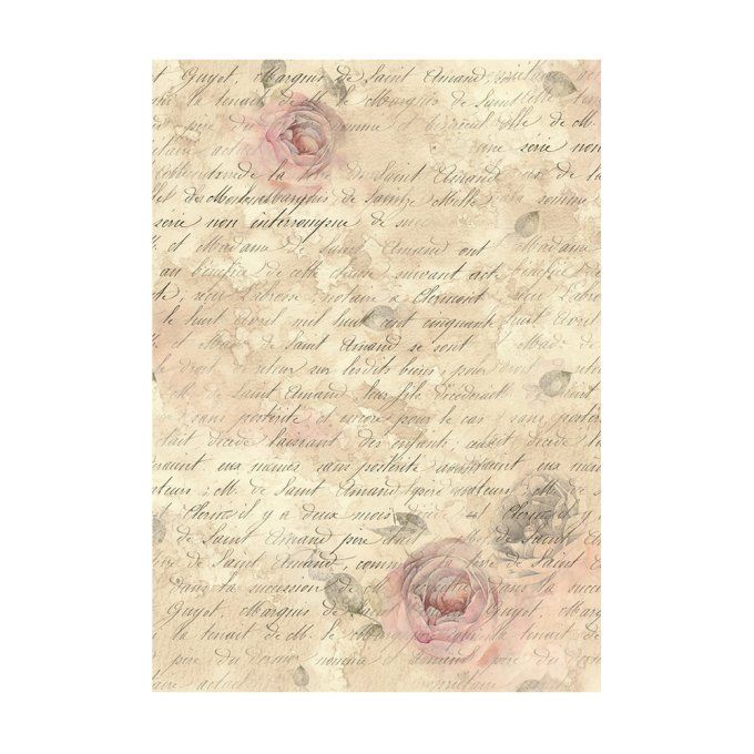 8 Feuilles de riz, Stampéria, Format A6 (10.5x14.8cm) - Shabby rose