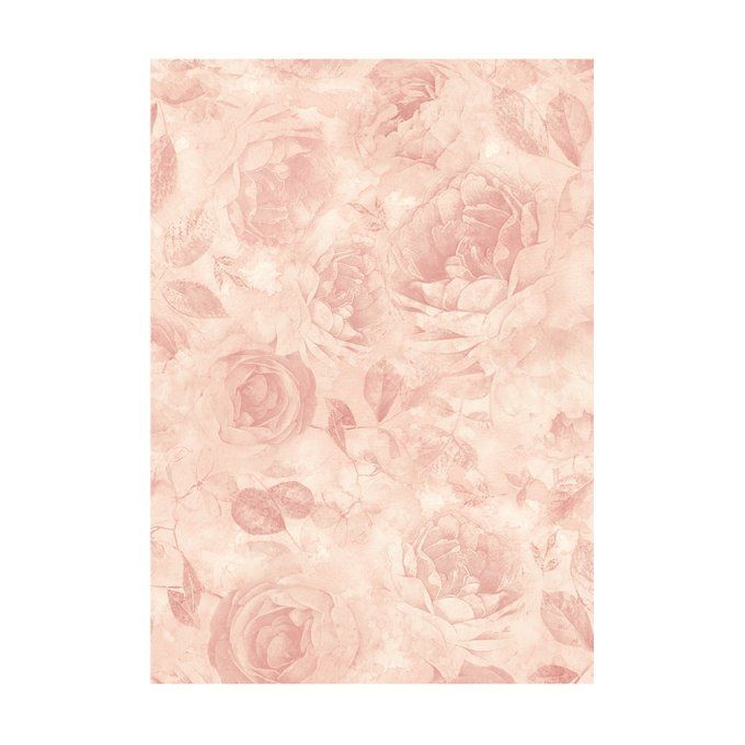 8 Feuilles de riz, Stampéria, Format A6 (10.5x14.8cm) - Shabby rose