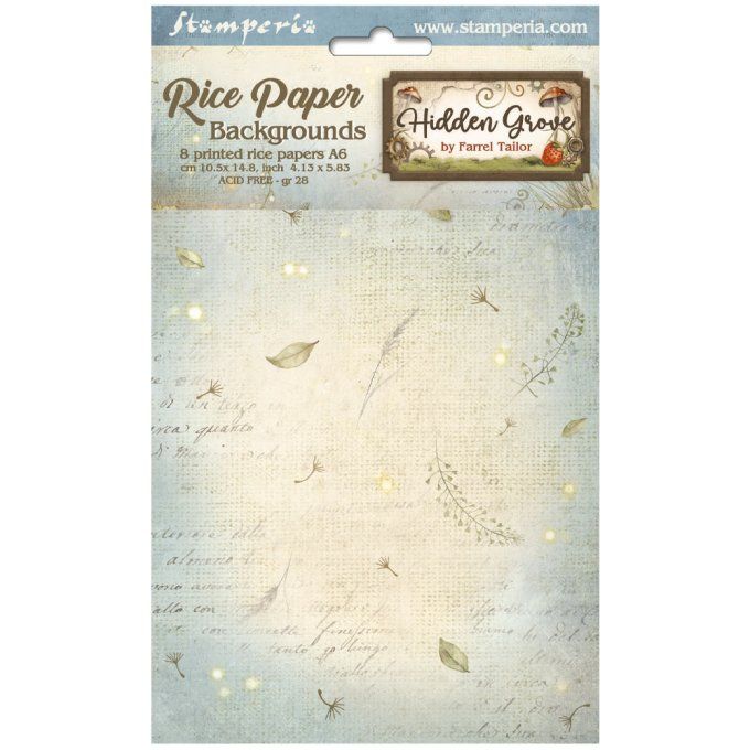 8 Feuilles de riz, Stampéria, Format A6 (10.5x14.8cm) - Hidden Grove