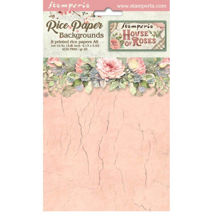 8 Feuilles de riz, Stampéria, Format A6 (10.5x14.8cm) - House of roses