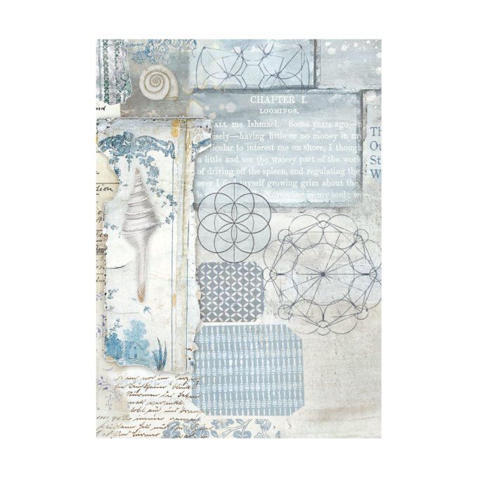8 Feuilles de riz, Stampéria, Format A6 (10.5x14.8cm) - Silent sea
