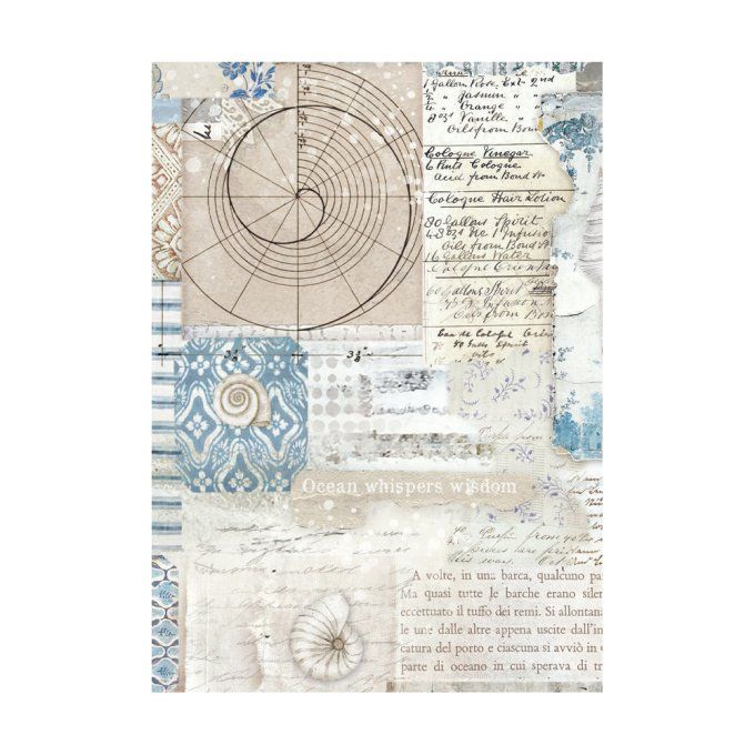 8 Feuilles de riz, Stampéria, Format A6 (10.5x14.8cm) - Silent sea