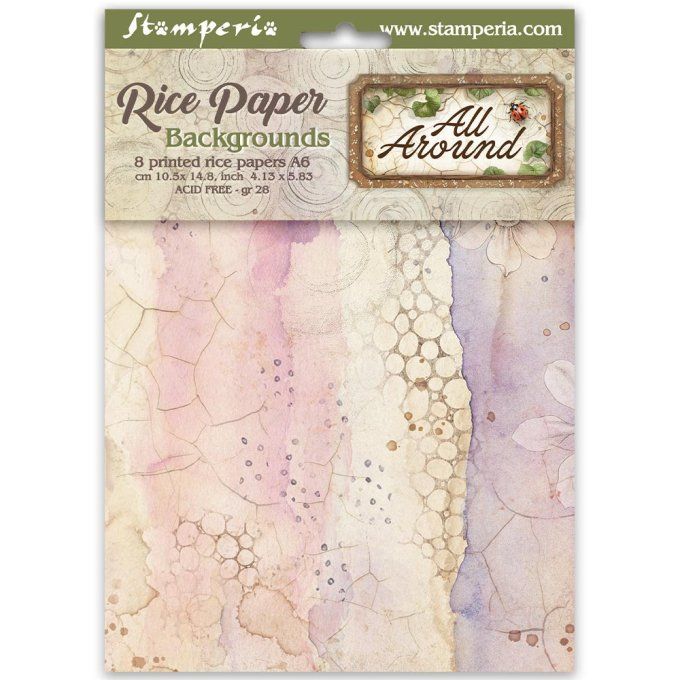 8 Feuilles de riz, Stampéria, Format A6 (10.5x14.8cm) - All around - Fonds