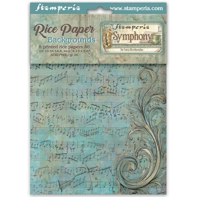 8 Feuilles de riz, Stampéria, Format A6 (10.5x14.8cm) - Symphony